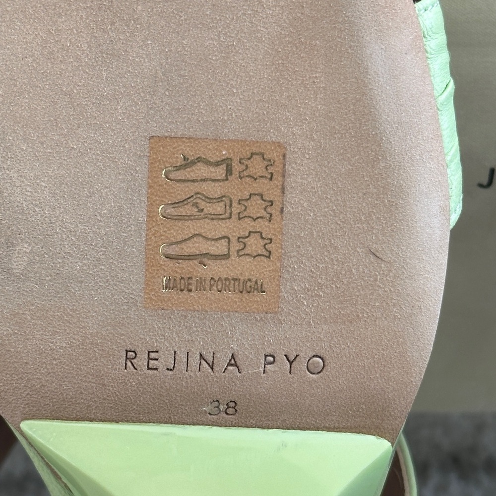 Rejina Pyo Camillia Leather Open Toe Sandals in Melon Green - Picture 14 of 15